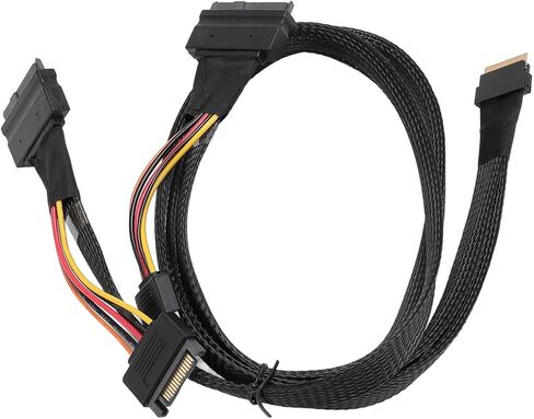 Fockety NVMe Adapter Cable, Mainboard SSD Cable 24Gbps 80CM, SFF-8654 (8I) to 2xSFF-8639 NVMe (U.2), Plug and Play Design, Suitable for NVMe SFF-8654 to for SAS, for SATA Connections in Saudi Arabia