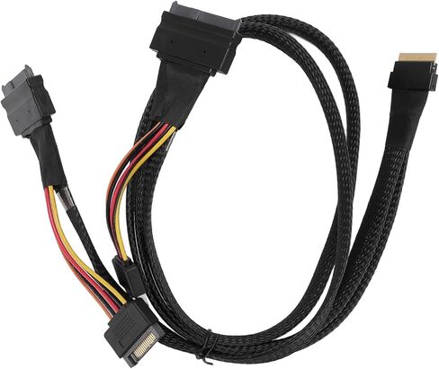 Fockety NVMe Adapter Cable, Mainboard SSD Cable 24Gbps 80CM, SFF-8654 (8I) to 2xSFF-8639 NVMe (U.2), Plug and Play Design, Suitable for NVMe SFF-8654 to for SAS, for SATA Connections in Saudi Arabia