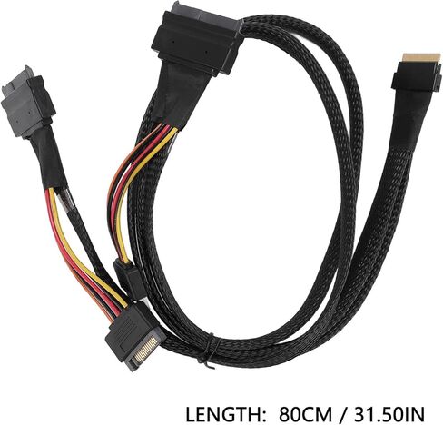 Fockety NVMe Adapter Cable, Mainboard SSD Cable 24Gbps 80CM, SFF-8654 (8I) to 2xSFF-8639 NVMe (U.2), Plug and Play Design, Suitable for NVMe SFF-8654 to for SAS, for SATA Connections in Saudi Arabia