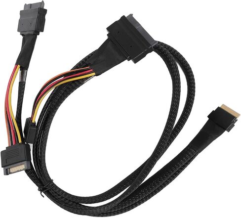 Fockety NVMe Adapter Cable, Mainboard SSD Cable 24Gbps 80CM, SFF-8654 (8I) to 2xSFF-8639 NVMe (U.2), Plug and Play Design, Suitable for NVMe SFF-8654 to for SAS, for SATA Connections in Saudi Arabia
