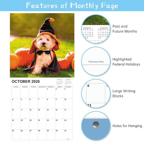 2026 Calendar - Gag Gifts, 2026 Wall Calendars JAN 2026 - DEC 2026, White Elephant Gifts, Funny Calendars 2026, 11" x 17" (Open), 12 Monthly Calendar Planner, Dogs Calendar 2026 in Saudi Arabia