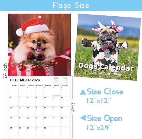 2026 Calendar - Gag Gifts, 2026 Wall Calendars JAN 2026 - DEC 2026, White Elephant Gifts, Funny Calendars 2026, 11" x 17" (Open), 12 Monthly Calendar Planner, Dogs Calendar 2026 in Saudi Arabia