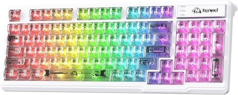 M95 Transparent Membrane Keyboard with Clear Keycap,Wired Gaming Keyboard with RGB Backlit, 94 Silent Keys with Mechanical Feeling,26-Key Anti-ghosting,for Mac/Windows -White in Saudi Arabia