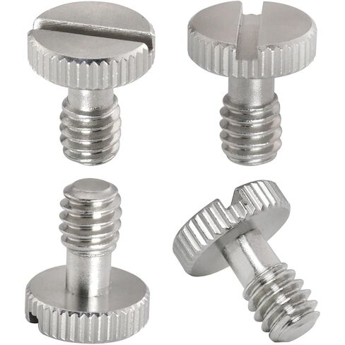4PCS 1/4-20 Slotted Screw for Camera Tripod Quick Release Plate Thread Length 6.5mm Silver for Photography Equipment Tripod Head Stainless Steel Thumb Screw in Saudi Arabia