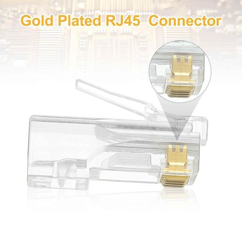 MECCANIXITY 30pcs Cat6 RJ45 Pass Through Connectors, RJ45 Connector 8P8C Gold Plated Plugs with 30pcs Orange Strain Relief Boots for Solid or Stranded UTP Ethernet Cable, 1.1mm in Saudi Arabia