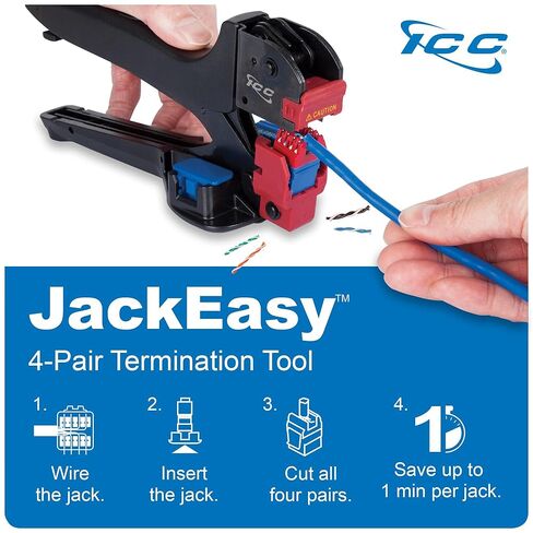 جاك حجر الزاوية ICC CAT6 مع ملف تعريف نحيف 180 درجة للأسفل، RJ45 UL مدرج PoE++ TAA متوافق مع لوحة الحائط أو لوحة التصحيح، يعمل مع أداة إنهاء JackEasy، أزرق 25 حزمة in Saudi Arabia