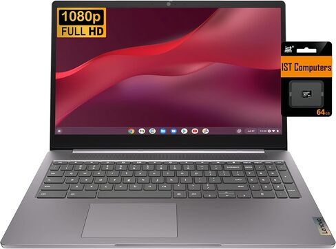 Lenovo Chromebook 15 (شاشة FHD مقاس 15.6 بوصة، وذاكرة وصول عشوائي سعتها 4 جيجابايت، وذاكرة تخزين 128 جيجابايت (بطاقة eMMC سعة 64 جيجابايت + بطاقة SD سعة 64 جيجابايت) تخزين سحابي سعة 2 تيرابايت، Intel Celeron)، كمبيوتر محمول للمنزل والطلاب، Wi-Fi 6، نظام ت in Kuwait