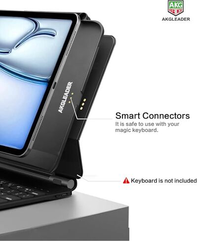 حافظة مغناطيسية لجهاز iPad Pro 11 بوصة M4 2024/M5 2025 - متوافقة مع لوحة المفاتيح السحرية وتدعم شحن Apple Pencil Pro، غطاء حماية نحيف مع حامل فوليو، أسود in Kuwait
