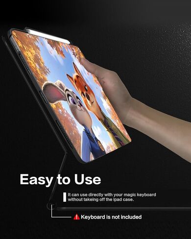 حافظة مغناطيسية لجهاز iPad Pro 11 بوصة M4 2024/M5 2025 - متوافقة مع لوحة المفاتيح السحرية وتدعم شحن Apple Pencil Pro، غطاء حماية نحيف مع حامل فوليو، أسود in Kuwait
