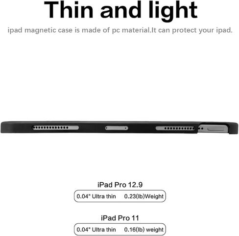 حافظة مغناطيسية لجهاز iPad Pro 11 بوصة M4 2024/M5 2025 - متوافقة مع لوحة المفاتيح السحرية وتدعم شحن Apple Pencil Pro، غطاء حماية نحيف مع حامل فوليو، أسود in Kuwait