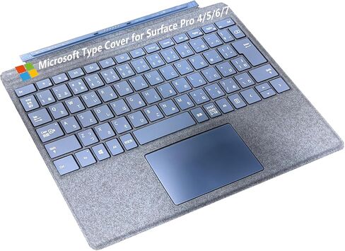 غطاء Microsoft Type Cover لجهاز Surface Pro 4-7، لوحة مفاتيح قابلة لإعادة الشحن مقاس 13 بوصة، لوحة مفاتيح مغناطيسية محمولة لاسلكية فائقة النحافة - أزرق، ياباني (متجدد) in Saudi Arabia