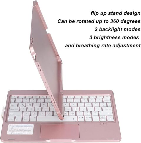 Tablet Case with Keyboard, 360 Degree Rotatable RGB Backlight Touchpad Keyboard Cover for iOS Tablet 11in 10.9in, with 2 Backlight Modes and Flip Up Stand in Saudi Arabia