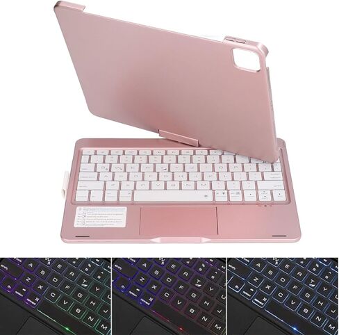 Tablet Case with Keyboard, 360 Degree Rotatable RGB Backlight Touchpad Keyboard Cover for iOS Tablet 11in 10.9in, with 2 Backlight Modes and Flip Up Stand in Saudi Arabia