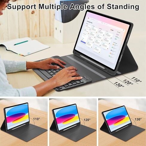 Keyboard Case for iPad (A16) 11th/10th Generation 11&10.9 Inch with Pencil Holder, Magnetic Detachable Wireless Bluetooth Folio Keyboard Cover for iPad 11th/10th Gen 2025/2022- Black in Saudi Arabia