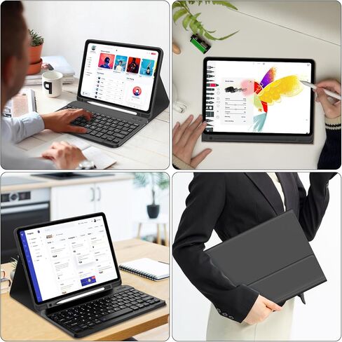 Keyboard Case for iPad (A16) 11th/10th Generation 11&10.9 Inch with Pencil Holder, Magnetic Detachable Wireless Bluetooth Folio Keyboard Cover for iPad 11th/10th Gen 2025/2022- Black in Saudi Arabia