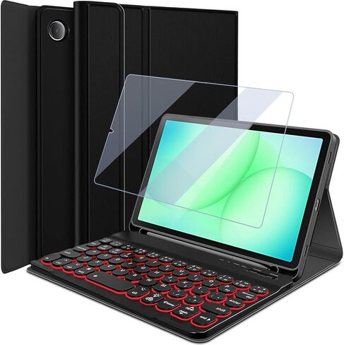 Backlit Keyboard Case for Samsung Galaxy Tab A11 / Tab A9 8.7-Inch 2025/2023 with Screen Protector, Wineecy 7 Colors Light Detachable Wireless Keyboard PU Leather Folio Case for 8.7" Galaxy Tab A11/A9 in Saudi Arabia
