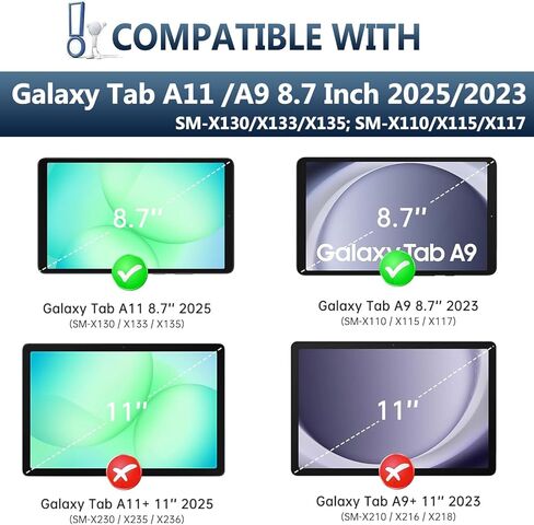 Backlit Keyboard Case for Samsung Galaxy Tab A11 / Tab A9 8.7-Inch 2025/2023 with Screen Protector, Wineecy 7 Colors Light Detachable Wireless Keyboard PU Leather Folio Case for 8.7" Galaxy Tab A11/A9 in Saudi Arabia