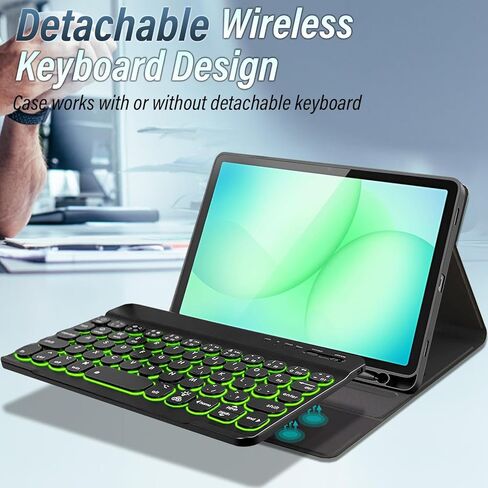 Backlit Keyboard Case for Samsung Galaxy Tab A11 / Tab A9 8.7-Inch 2025/2023 with Screen Protector, Wineecy 7 Colors Light Detachable Wireless Keyboard PU Leather Folio Case for 8.7" Galaxy Tab A11/A9 in Saudi Arabia