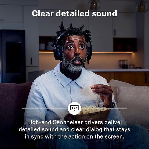 سماعات تلفزيون Sennheiser RS ​​255 - سماعات رأس بلوتوث وحزمة جهاز الإرسال - سماعات رأس لاسلكية ذات زمن وصول منخفض مع صوت محيطي افتراضي ووضوح الكلام وتقنية Auracast - بطارية 50 ساعة in Kuwait