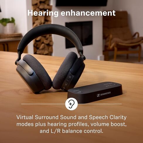 سماعات تلفزيون Sennheiser RS ​​255 - سماعات رأس بلوتوث وحزمة جهاز الإرسال - سماعات رأس لاسلكية ذات زمن وصول منخفض مع صوت محيطي افتراضي ووضوح الكلام وتقنية Auracast - بطارية 50 ساعة in Kuwait