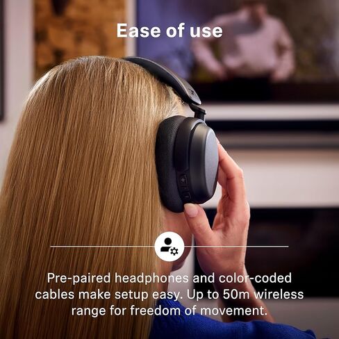 سماعات تلفزيون Sennheiser RS ​​255 - سماعات رأس بلوتوث وحزمة جهاز الإرسال - سماعات رأس لاسلكية ذات زمن وصول منخفض مع صوت محيطي افتراضي ووضوح الكلام وتقنية Auracast - بطارية 50 ساعة in Kuwait