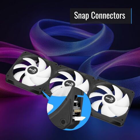 مروحة AeroCool Link 3-Pack لحافظة الكمبيوتر، حزمة ثلاثية من مراوح ARGB 120 مم، تصميم سلسلة ديزي، مروحة صامتة، تجميع وتفكيك سهل للمروحة، PWM 300-1500 دورة في الدقيقة، محمل هيدروليكي، أسود in Saudi Arabia