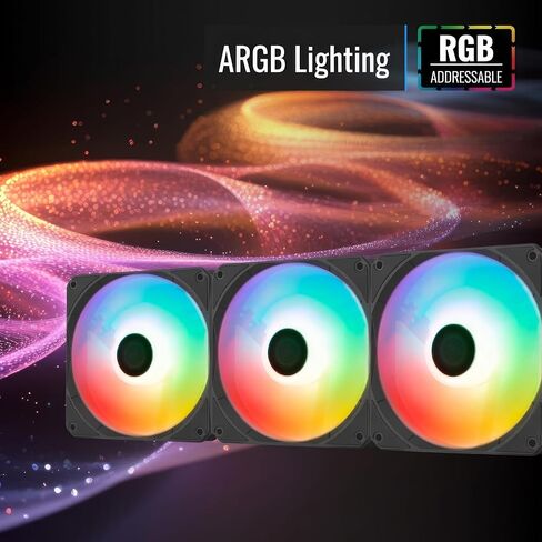 مروحة AeroCool Link 3-Pack لحافظة الكمبيوتر، حزمة ثلاثية من مراوح ARGB 120 مم، تصميم سلسلة ديزي، مروحة صامتة، تجميع وتفكيك سهل للمروحة، PWM 300-1500 دورة في الدقيقة، محمل هيدروليكي، أسود in Saudi Arabia
