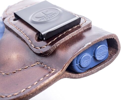 OUTBAGS USA LS2709 (بني-يمين) حافظة مسدس من الجلد الثقيل المحبب بالكامل IWB لـ Taurus PT 709 Slim 9 مم. مصنوع يدويًا في الولايات المتحدة الأمريكية. in Kuwait