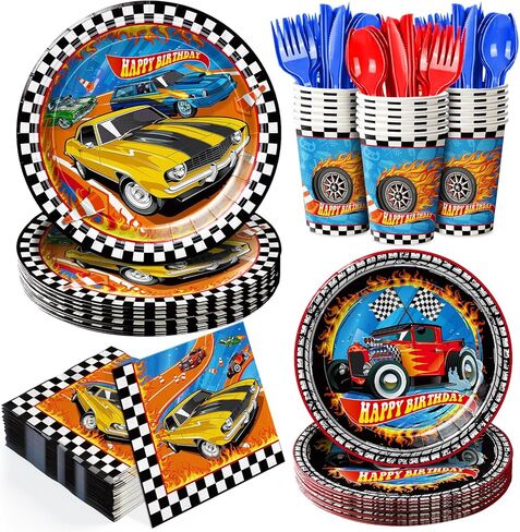 168pcs Monster Truck Party Decorations Plates Napkins Disposable Paper Cups in Kuwait