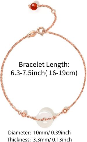ZHOU LIU FU 18kt Gold Bracelet for Women, 18K Gold Charm Bracelet Strand Dainty Jewelry Fashion Round White Jade Rose Gold Link Bracelet for Girlfriends in Saudi Arabia