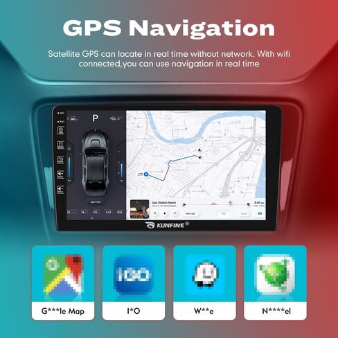 Kunfine Car CarPlay Android Auto Navigation Stereo GPS Radio Reverse Camera Display 10" IPS Touchscreen Headunit Tablet Pad Media Player for Ford Explorer 2011-2019، إذا كان ذلك ممكنًا، رباعي النواة 2G+32G in Kuwait
