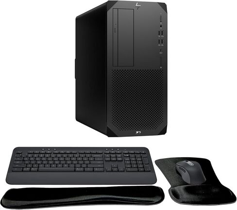 HP Z2 G9 Tower Workstation core i5 16GB RAM, 512GB SSD Bundle with Windows 11 Pro, UHD Graphics 770, T2U Plus WiFi وMK650 لوحة مفاتيح وماوس لاسلكيان مع مجموعة ماوس جل ووسادة معصم in Kuwait