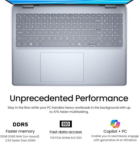 Dell 16 Plus Laptop Touchscreen Computer, 16" FHD+ Touch Screen Business Laptop PC, Intel Core Ultra 9 for Gaming & AI, 32GB DDR5 1TB SSD, Windows 11 Pro,Backlit Keyboard 10-Key,Wi-Fi 7,Thunderbolt in Kuwait