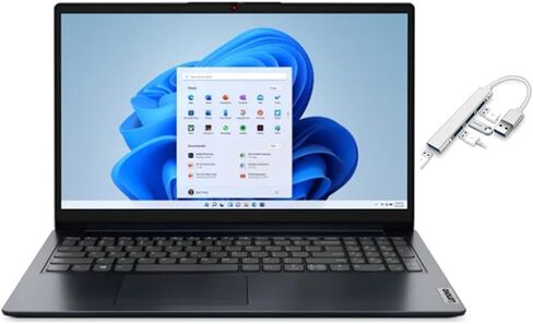 Lenovo Ideapad 1 15.6" FHD Laptop | AMD R3 7320U(Beat i5-1035G1) | 8GB RAM DDR5 | 256GB SSD | Intergrated Graphics | HDMI | Windows 11 Home | Bundle with USB 3.0 Hub in Saudi Arabia