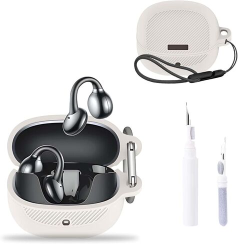 غطاء حافظة JOYROOM OE3، غطاء واقي لسماعات الأذن (مع حلقة تسلق + حبل قصير + قلم تنظيف) مقاوم للسقوط، مقاوم للخدش، مقاوم للصدمات، جراب لـ JOYROOM OE3 (أبيض فاتح) in Kuwait