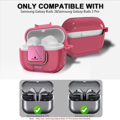 حافظة واقية لهاتف Samsung Galaxy Buds 3/3 FE (2025)/3 Pro مع مشبك قفل آمن، تصميم حامل الهاتف حماية كاملة من مادة TPU المقاومة للصدمات مع حلقة تسلق ومجموعة تنظيف (وردي) in Saudi Arabia