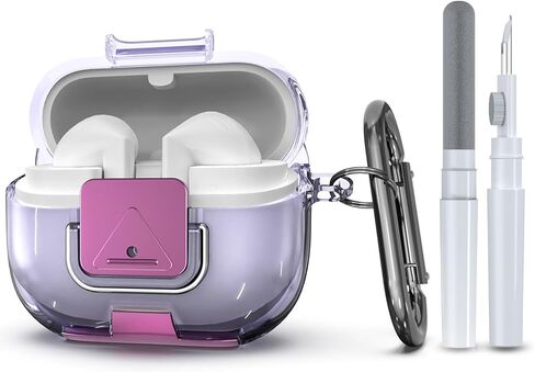 حافظة واقية لهاتف Samsung Galaxy Buds 3/3 FE (2025)/3 Pro مع مشبك قفل آمن، تصميم حامل الهاتف حماية كاملة من مادة TPU المقاومة للصدمات مع حلقة تسلق ومجموعة تنظيف (وردي) in Saudi Arabia