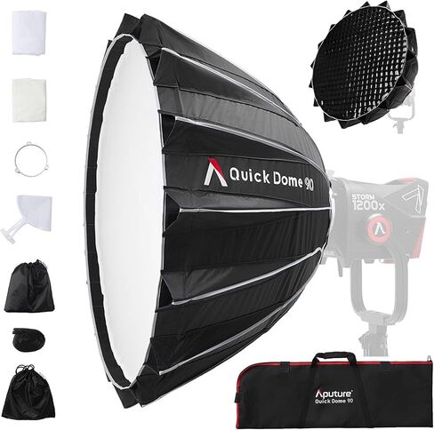 Aputure Light Dome Quick Dome 90 Softbox,90cm(3ft) Circular Bowens Mount | with Quick Release Design,Include Diffusion,Light Control Grid,Carrying Bag for Aputure Amaran Video Light in Kuwait