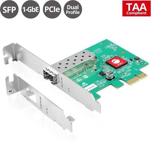 SIIG Single Port 1G SFP Ethernet Network PCIe Card - 1Gbps - Dual-Profile Design -Gigabit Ethernet - SFP Fiber Network Card - TAA Compliant (CN-GP1411-S1) in Saudi Arabia