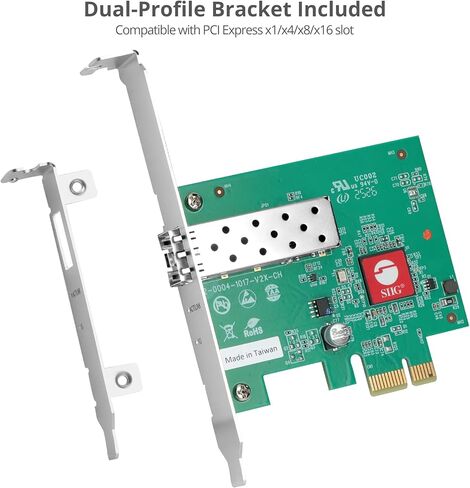 SIIG Single Port 1G SFP Ethernet Network PCIe Card - 1Gbps - Dual-Profile Design -Gigabit Ethernet - SFP Fiber Network Card - TAA Compliant (CN-GP1411-S1) in Saudi Arabia