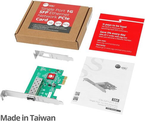 SIIG Single Port 1G SFP Ethernet Network PCIe Card - 1Gbps - Dual-Profile Design -Gigabit Ethernet - SFP Fiber Network Card - TAA Compliant (CN-GP1411-S1) in Saudi Arabia