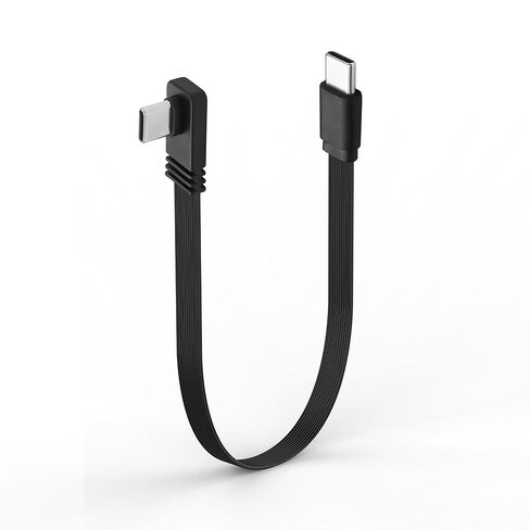 كابل USB C قصير بزاوية يمين PD 100W شحن سريع 90 درجة USB C إلى USBC سلك شحن رفيع جدًا من النوع C ذكر إلى ذكر كابل قصير للهاتف 16/15، والأجهزة اللوحية، والسيارات، والمزيد 7.87 بوصة in Kuwait