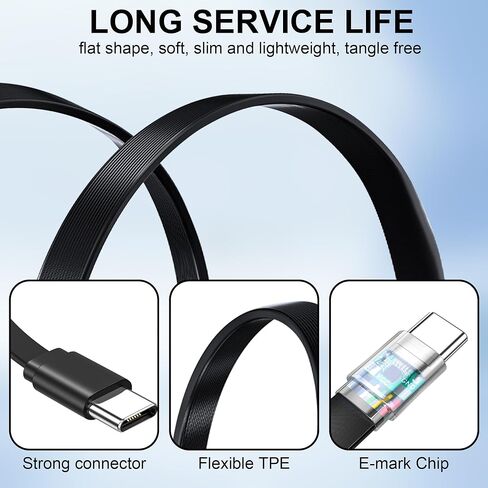 كابل USB C قصير بزاوية يمين PD 100W شحن سريع 90 درجة USB C إلى USBC سلك شحن رفيع جدًا من النوع C ذكر إلى ذكر كابل قصير للهاتف 16/15، والأجهزة اللوحية، والسيارات، والمزيد 7.87 بوصة in Kuwait