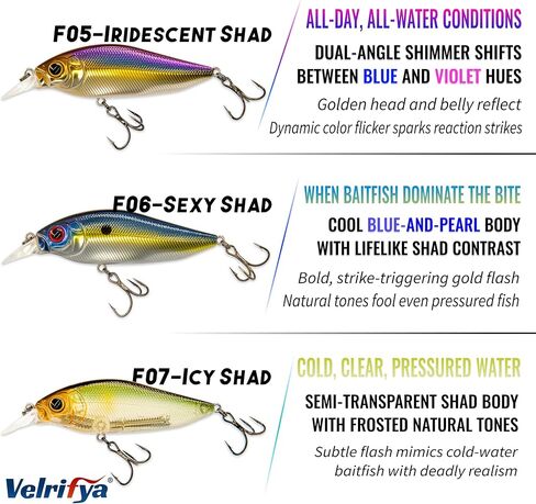 Hybrid Crankbaits/Jerkbait for Bass Fishing-Shallow Diving Crank Shad for Bass Crappie Walleye Pike, Cold Water for Winter and Spring Fishing, for Freshwater and Saltwater in Saudi Arabia