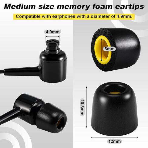 TrelaCo 20 Pairs Memory Foam Ear Tips Replacement Earbud Tips Inner 5mm Compatible with Etymotic, Nuforce, Isotunes Pro, Q-Jays, Noise Isolation, Comfortable for Shooting Range Airplane Outdoor in Saudi Arabia