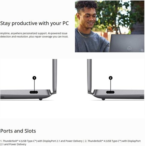 الكمبيوتر المحمول Dell XPS 13 9340 الذي يعمل بالذكاء الاصطناعي • Intel 16-Core Ultra 7 155H (> i9-10885H) • شاشة FHD مقاس 13.4 بوصة (1920 × 1200) • رسومات Intel Arc • ذاكرة الوصول العشوائي DDR5X بسعة 16 جيجابايت، ومحرك أقراص PCIe SSD سعة 2 تيرابايت • Wind in Saudi Arabia