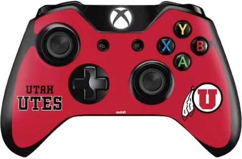 ملصق Skinit المخصص للألعاب متوافق مع وحدة تحكم Xbox One - نص مرخص رسميًا من كلية يوتا على التصميم الأحمر in Kuwait