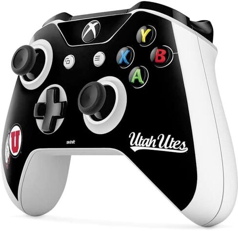 ملصق ألعاب Skinit متوافق مع وحدة تحكم Xbox One S - دائرة وريشة مرخصة رسميًا من جامعة يوتا على تصميم أسود in Kuwait