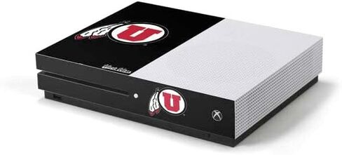 ملصق Skinit المخصص للألعاب متوافق مع وحدة تحكم Xbox One S - دائرة وريشة مرخصة رسميًا من جامعة يوتا على تصميم أسود in Kuwait