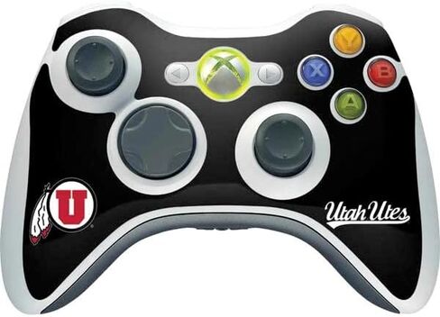 Skinit Decal Gaming Skin Compatible with Xbox 360 Wireless Controller - Officially Licensed College Utah Circle and Feather on Black Design in Saudi Arabia